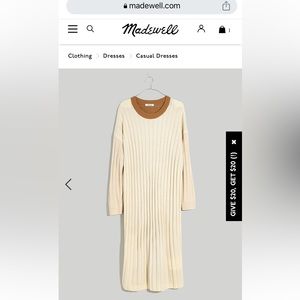 Madewell Size Medium (Re)sourced Ribbed Midi Sweater Dress - new with tags!